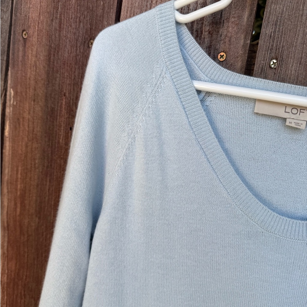 Loft Light Blue Long Sleeve Sweater Size Medium. - Picture 9 of 15